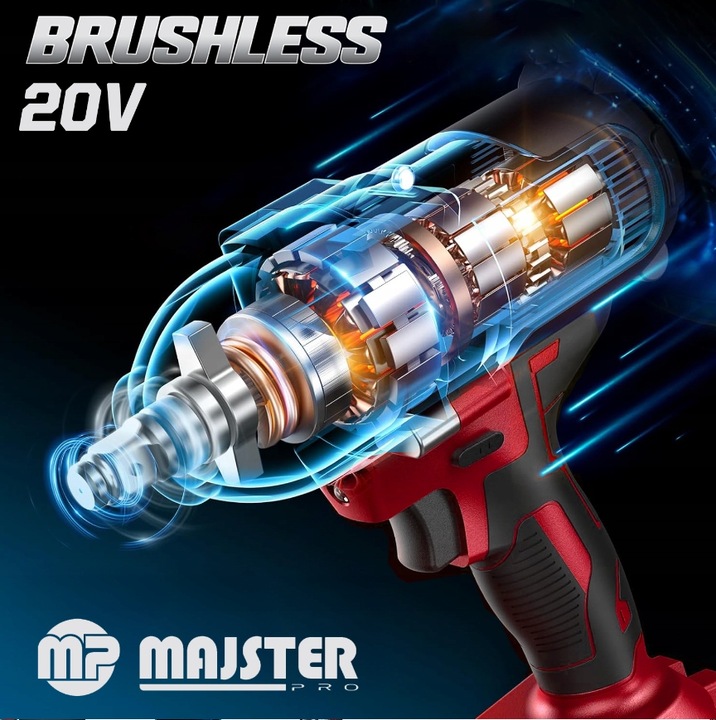 KLUCZ UDAROWY Akumulatorowy BEZSZCZOTKOWY do KÓŁ 20V 1/2' 2xAKU 4AH WALIZKA