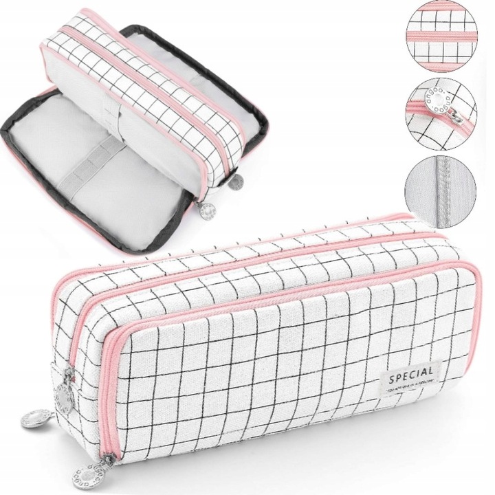 Piórnik Szkolny Duży i Pojemny Komorowy na przybory Saszetka +DŁUGOPISY