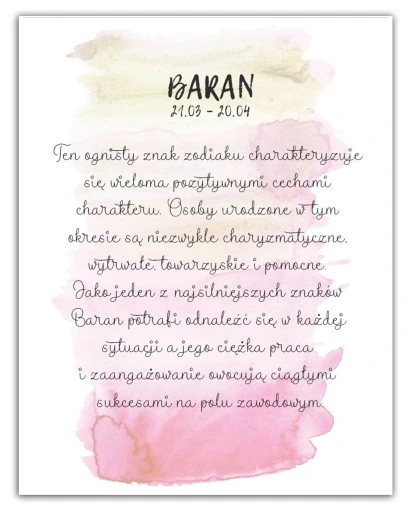 Bransoletka Znak Zodiaku BARAN Naturalne Kamienie Zodiak