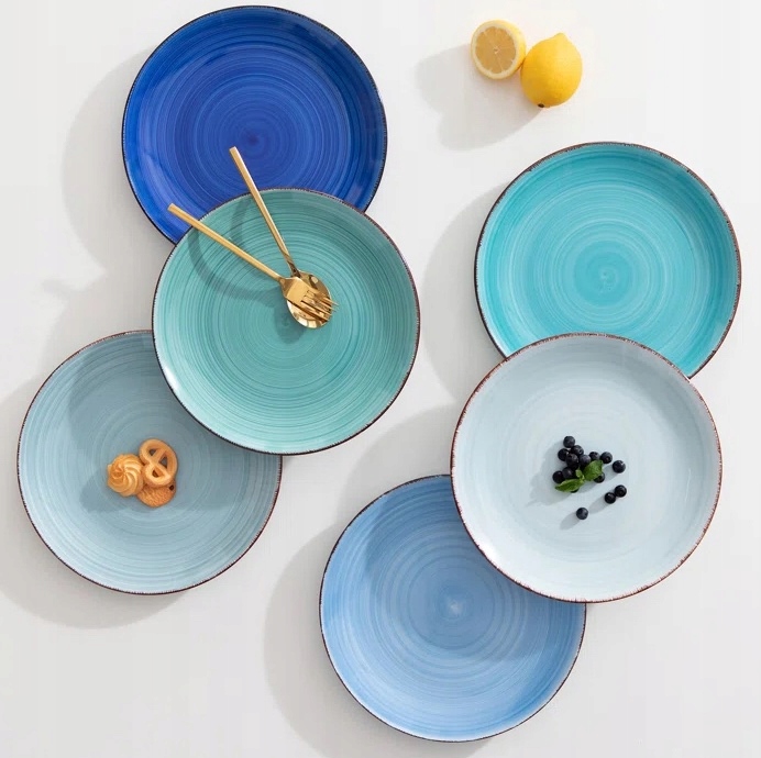 Serwis obiadowy na 6 osób zestaw talerzy ceramicznych AZURE AURA 6 os 18 el