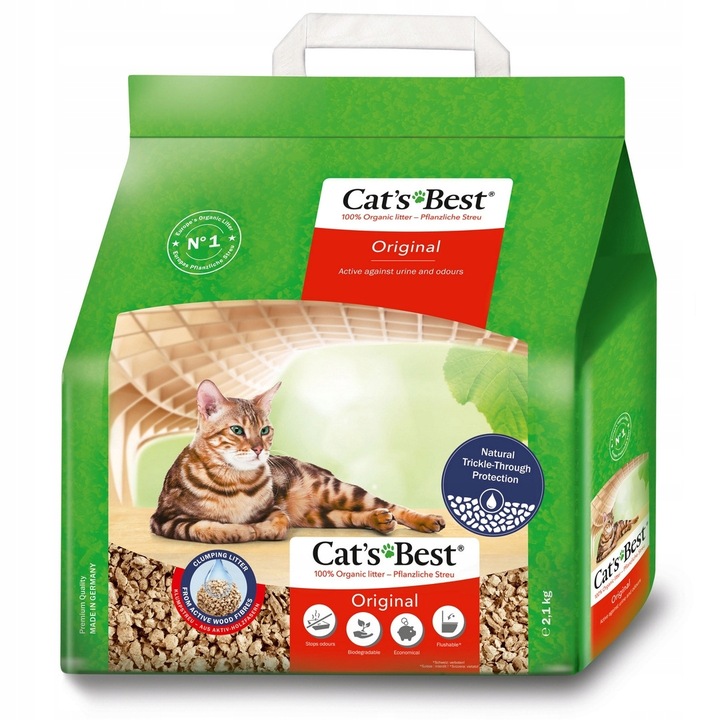 Cat's Best Original 40L (30+5+5) Żwirek Drewniany Dla Kota Zbrylający 17,2k