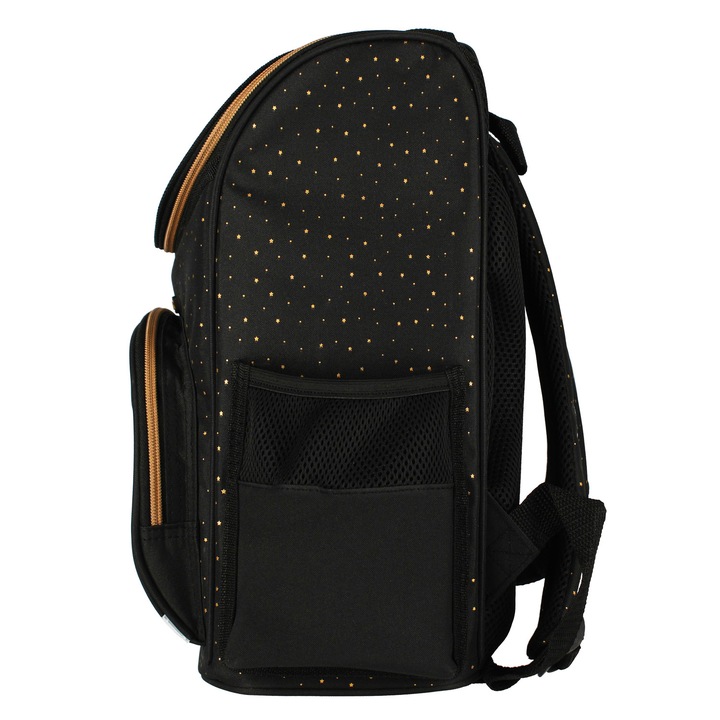 TORNISTER SZKOLNY PLECAK DLA DZIEWCZYNKI KOTEK CZARNY ZŁOTY WOREK PIÓRNIK