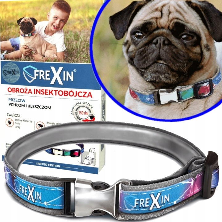 FREXIN OBROŻA NA PCHŁY I KLESZCZE DLA PSA PSÓW ŚREDNIE RASY REGULOWANA 45cm