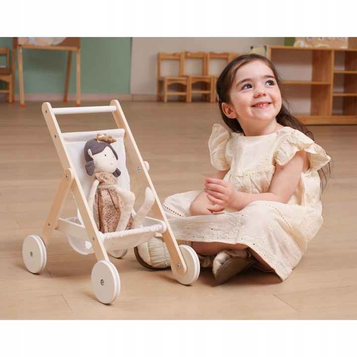 VIGA 44236 PolarB Solidny Designerski Drewniany Wózek dla Lalek Gwiazdki