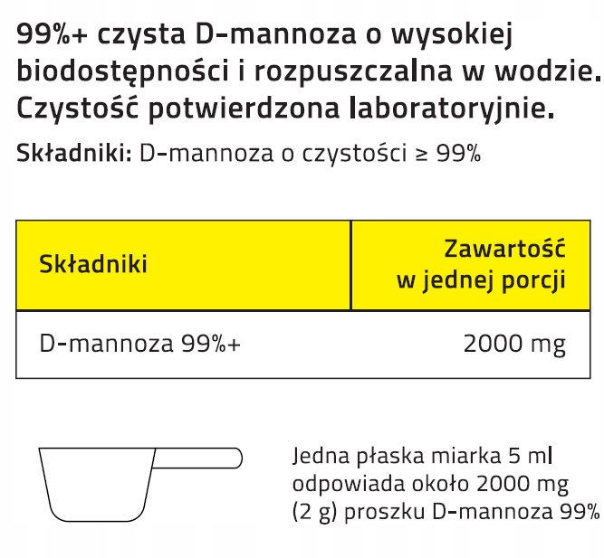 Proton Labs D-MANNOZA 99% Pure 100g proszek UKŁAD MOCZOWY PĘCHERZ d-mannose