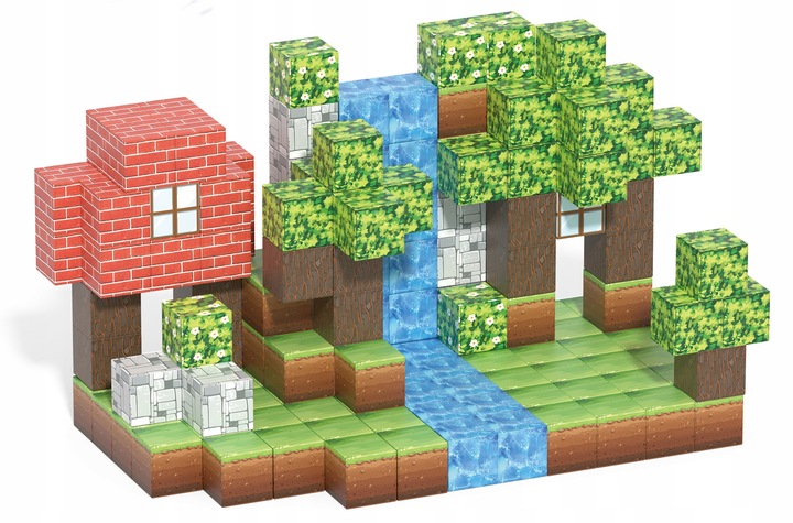 Klocki magnetyczne 3D kostki budowlane sześciany Piksele DUŻY Zestaw 154 el