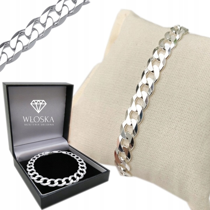 PEŁNA Bransoletka Srebrna Męska SREBRO 925 Diamentowana WŁOSKA Pancerka 6mm