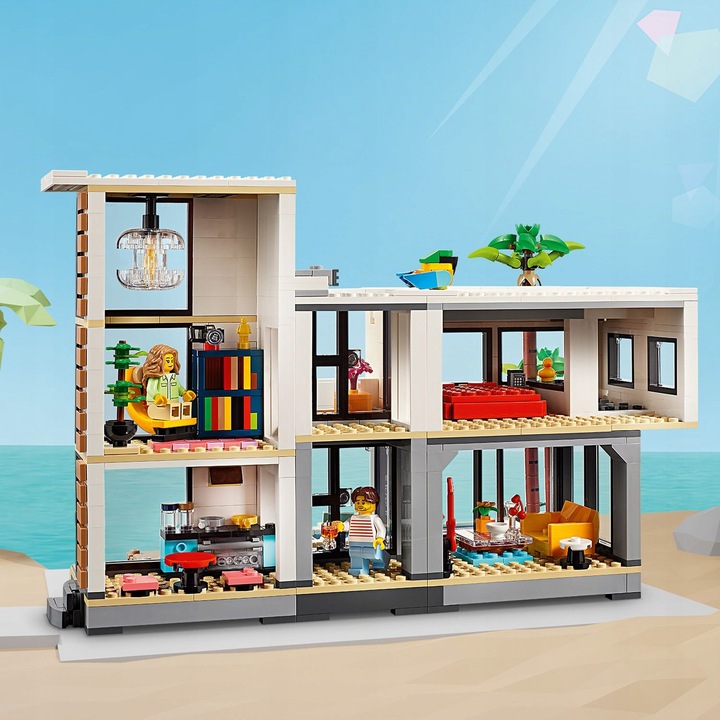 LEGO Creator 3w1 31153 Nowoczesny Dom Przy Plaży Kamienica Leśna Chatka