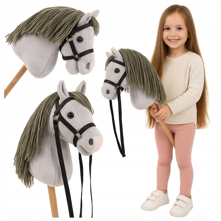 HOBBY HORSE KONIK KOŃ NA PATYKU KANTAR DLA HOBBY HORSE PREZENT DLA DZIECKA