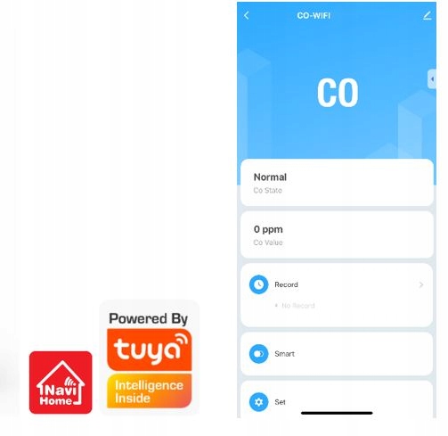 Czujnik detektor tlenku węgla czadu WiFi Aplikacja TUYA Zamel CTW-10
