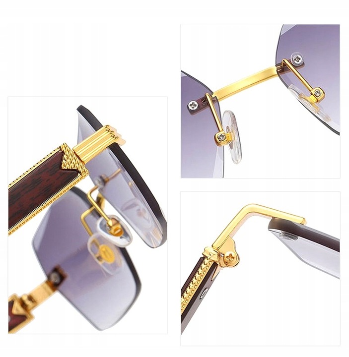 Okulary Przeciwsłoneczne bezramkowe prostokątne Damskie męskie UV400 Brąz