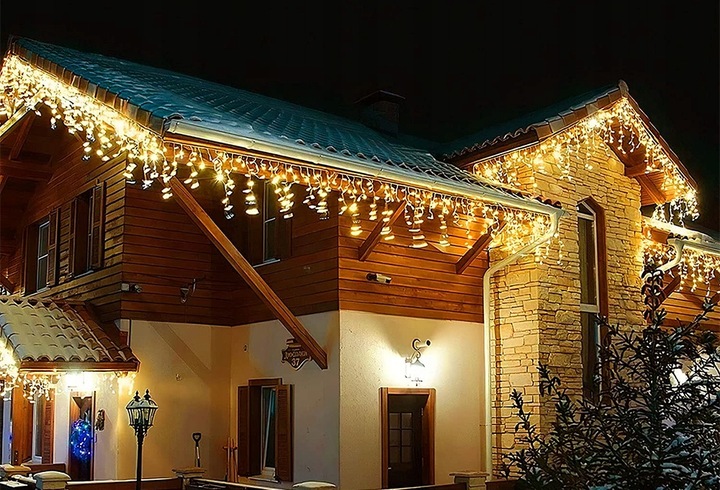 Sople 500 LED zewnętrzne CIEPŁE + FLASH 22,5 m świąteczne
