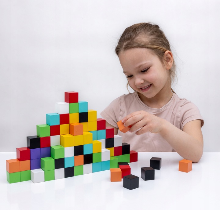 Klocki magnetyczne kostki STEM szcześciany konstrukcyjne 3d 96 elementów