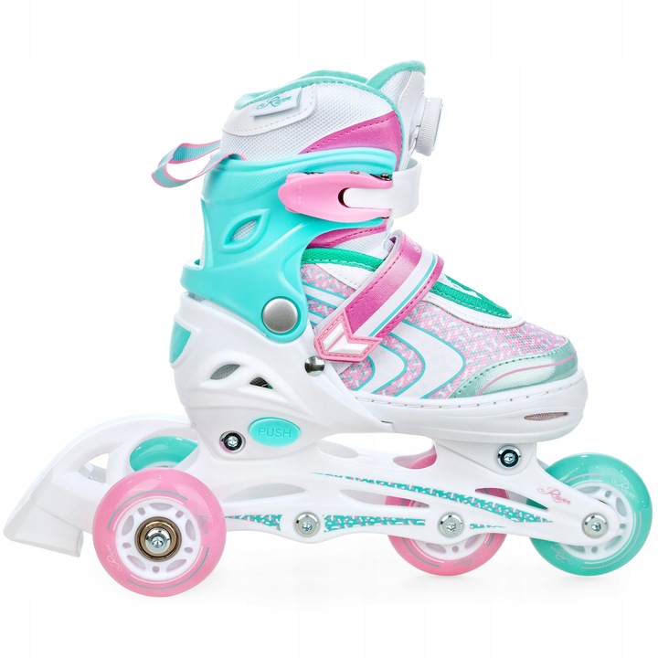 Rolki Łyżwy Wrotki Regulowane 4w1 RAVEN Lia PLUS Mint 30-33 Kółka LED