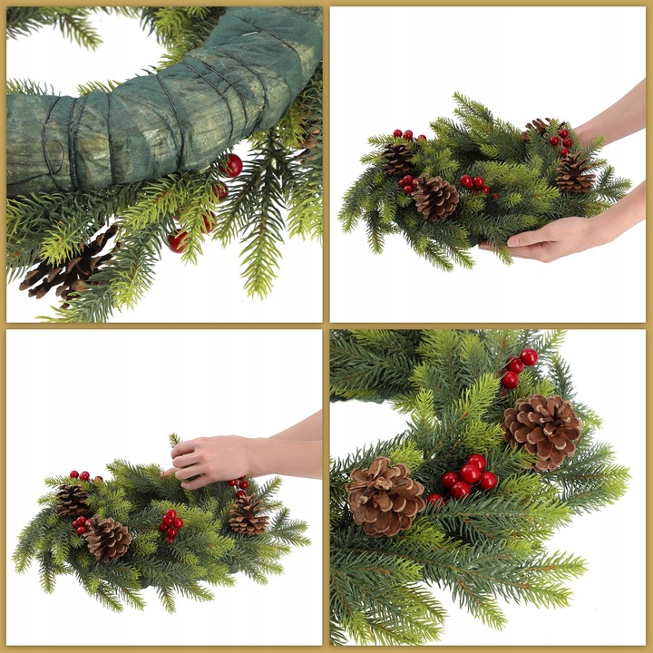 WIANEK ŚWIĄTECZNY STROIK NA DRZWI STÓŁ WIENIEC OZDOBA PREMIUM ŚWIĘTA 45 cm