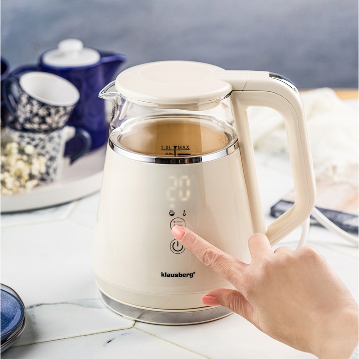Czajnik elektryczny Klausberg KB-7893 szklany LED 1L Programy temperatury