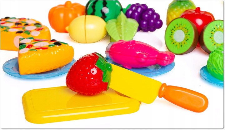 OWOCE WARZYWA DO KROJENIA na rzep zabawkowe jedzenie pizza + kosz na zakupy