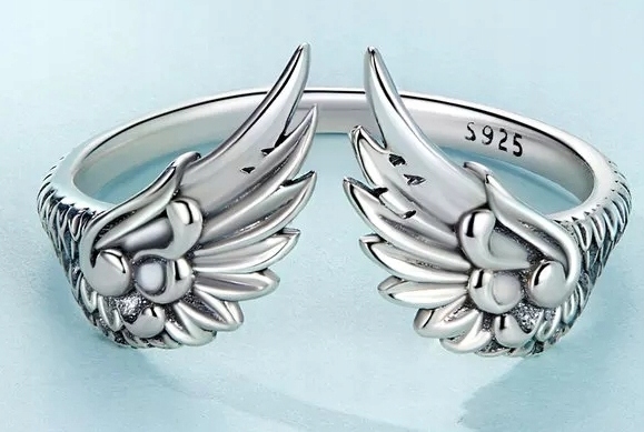 PIERŚCIONEK SREBRNY REGULOWANY SKRZYDŁA srebro próba 925 RODOWANY DAMSKI