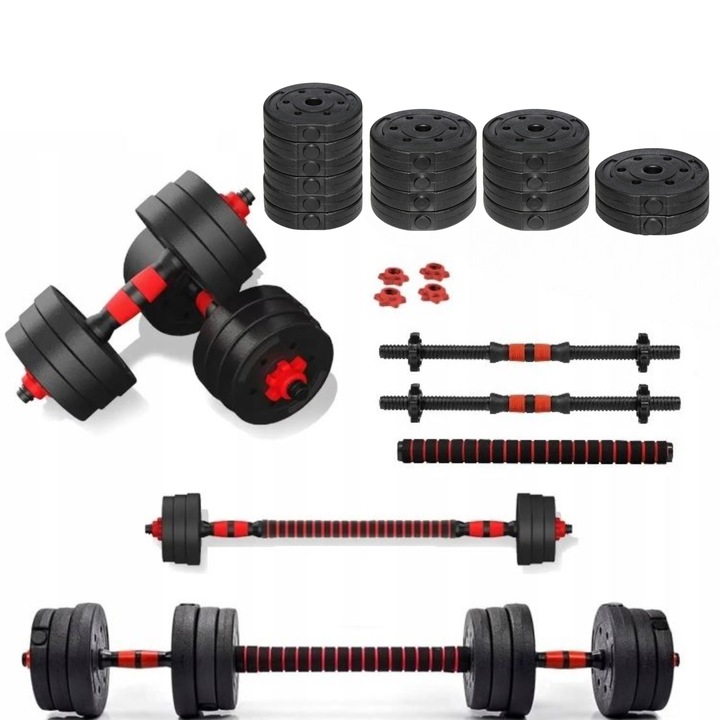 HANTLE ZESTAW HANTLI REGULOWANYCH DO ĆWICZEŃ 35 kg + SZTANGA