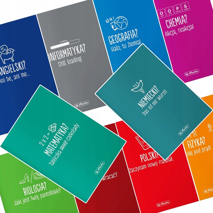 ZESTAW 10 ZESZYTÓW TEMATYCZNYCH PRZEDMIOTOWYCH ZE ŚCIĄGĄ 60k A5 HERLITZ