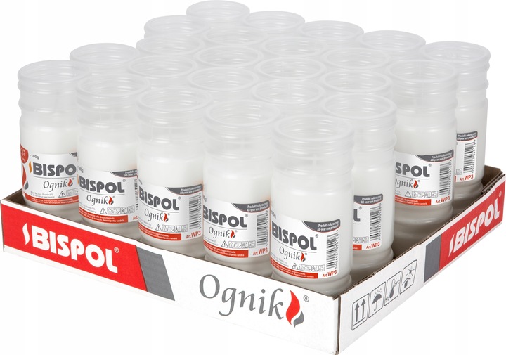 Wkłady do zniczy parafinowe BISPOL WP3 72h 24szt