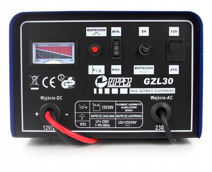 PROSTOWNIK Z FUNKCJĄ SZYBKIEGO ŁADOWANIA 30-250 Ah DO AKUMULUATORÓW AUTA
