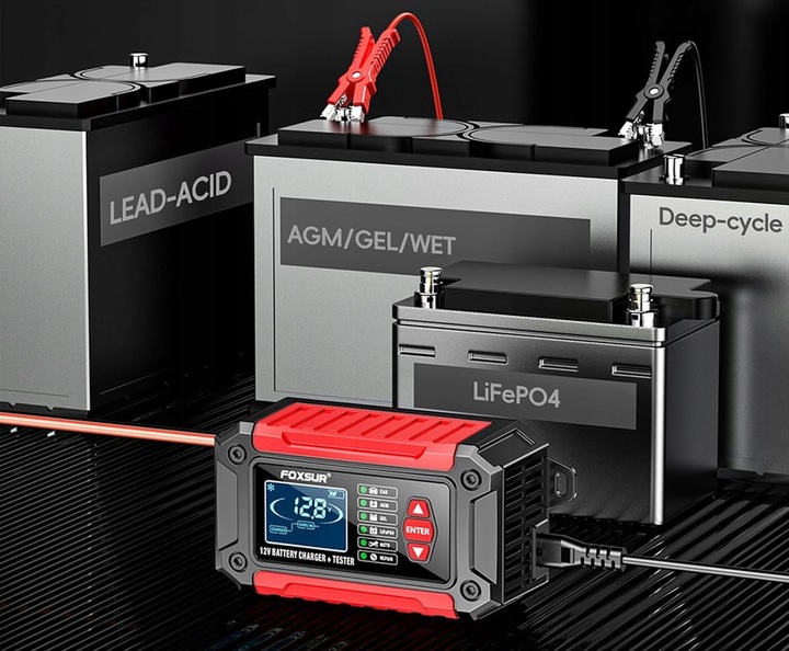 Prostownik Samochodowy do Akumulatorów 12V 6A AMG Tester Akumulatorów 2w1