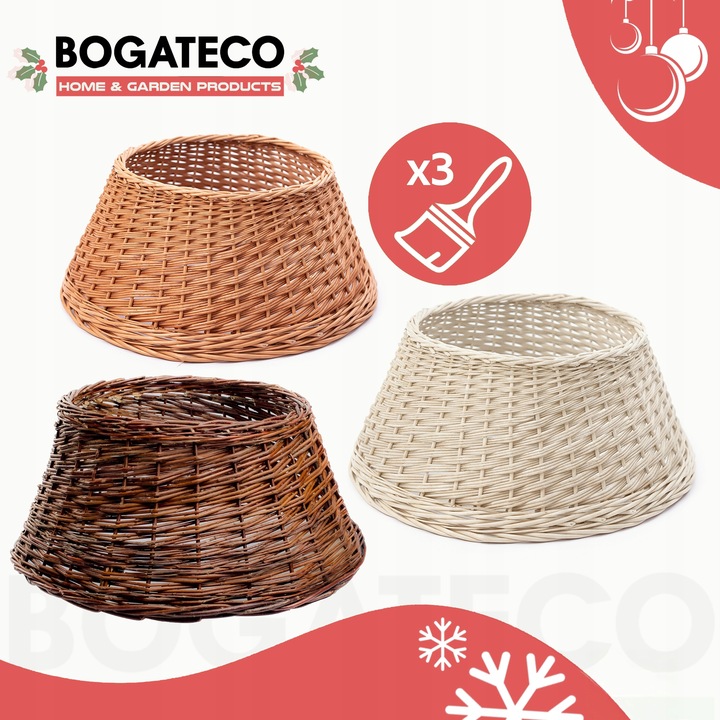 OSŁONA WIKLINOWA NA STOJAK POD CHOINKĘ 70CM OSŁONKA DO CHOINKI BRĄZOWA