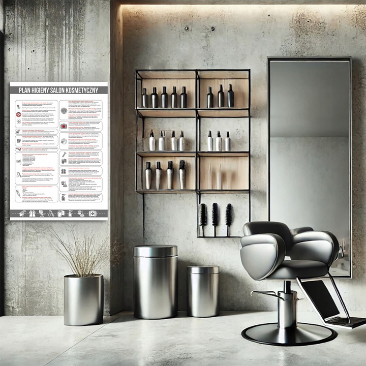 TABLICA INFORMACYJNA PLAN HIGIENY SALONU KOSMETYCZNEGO HIPS A3 Druk UV