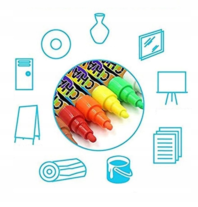 Markery kredowe do tablic szyb 8szt 6mm (C026)