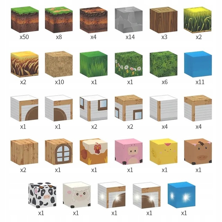 KLOCKI MAGNETYCZNE 3D STEM MINECRAFT FARMA 138 ELEMENTÓW BLOKI DRZEWA WODA