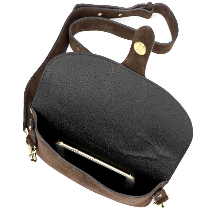 Torebka skórzana zamszowa INSTAGRAMKA HIT LUKA ciemny brąz