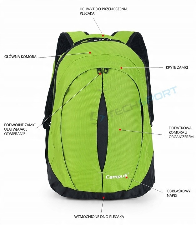 LEKKI WYGODNY PLECAK MIEJSKI CAMPUS KOOL | POJEMNOŚĆ 20L | CZARNY