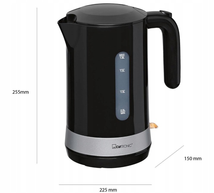 CZAJNIK ELEKTRYCZNY BEZPRZEWODOWY POJEMNY MOCNY 1,8L 2200W CZARNY DUŻY