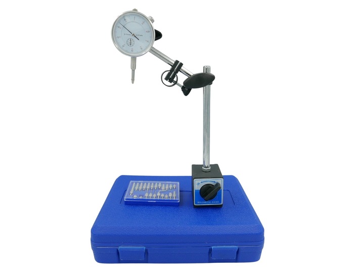 CZUJNIK ZEGAROWY + STATYW DO SPRAWDZANIA BICIA TARCZ Z KOŃCÓWKAMI W WALIZCE