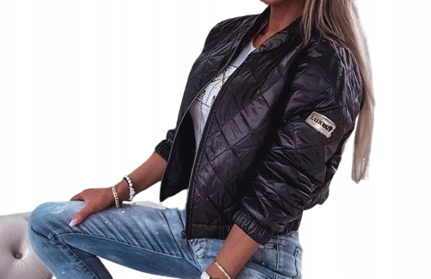 Kurtka pikowana przejściówka czarna