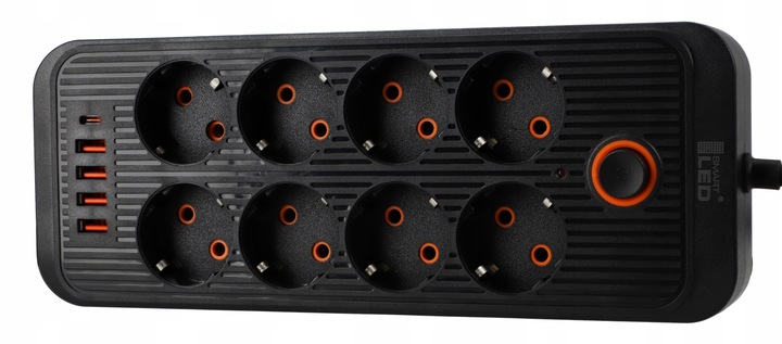 Przedłużacz Listwa Zasilająca Sieciowa 2M 8 Gniazd 230V + 4X USB Ładowarka