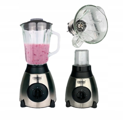 Blender kielichowy + szklany młynek Biko, 800 W 1,5 l czarny, srebrny