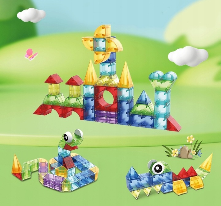 ŚWIECĄCE KLOCKI MAGNETYCZNE KONSTRUKCYJNE 3D134 elementów