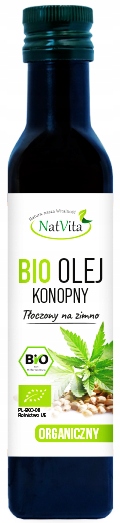 Olej Konopny BIO zimnotłoczony 250ml Natvita Ekologiczny Naturalny