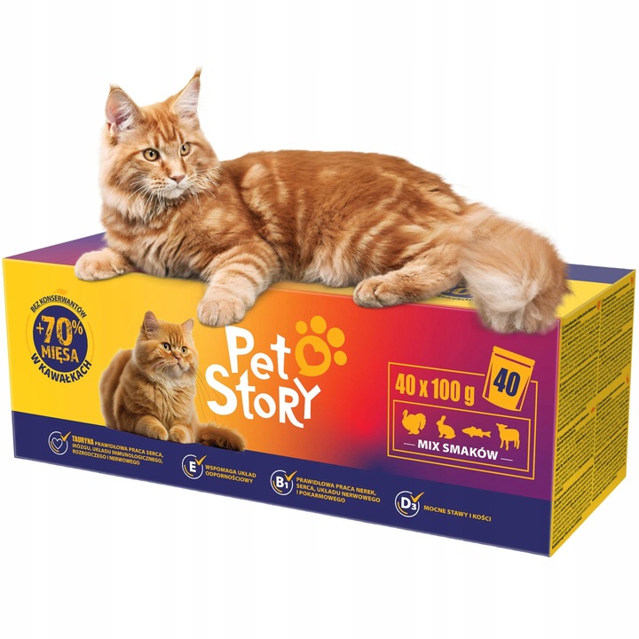 Petstory karma mokra dla kotów mix smaków 70% MIĘSA zestaw 40x100g