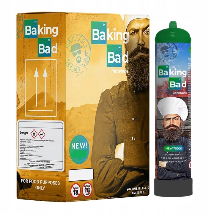 N2O Nitro BAKING BAD 700g Podtlenek azotu cracker GAZ balony cream charger