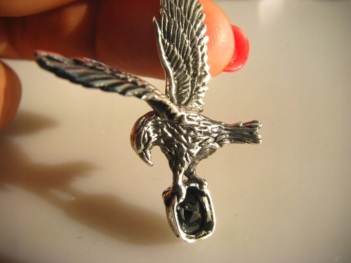 1581 Duży Orzeł Wisior Zawieszka Onyks Orłem Polska Eagle Srebro 925 UNISEX