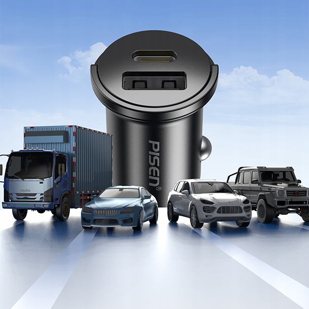 ŁADOWARKA W GNIAZDO ZAPALNICZKI 20W MOCNA PD QC USB-A USB-C / KABEL TYP C