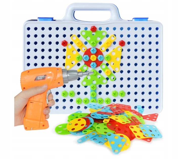 ZABAWKA KLOCKI KONSTRUKCYJNE W WALIZCE 237EL. ZESTAW DIY WKRĘTARKA EDUKACJA