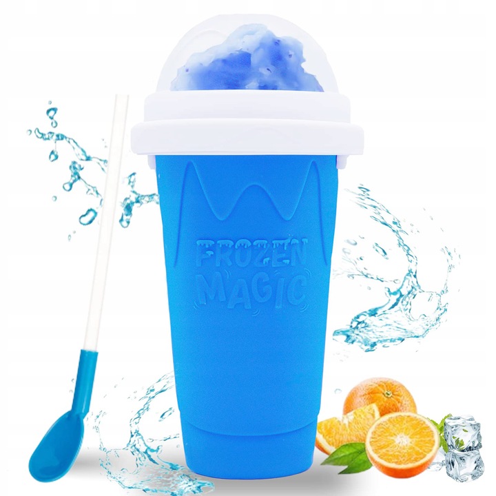 Kubek do Lodów Granity Sorbetów Slushy Koktajli Mrożonych z Łyżk/Słom 330ml