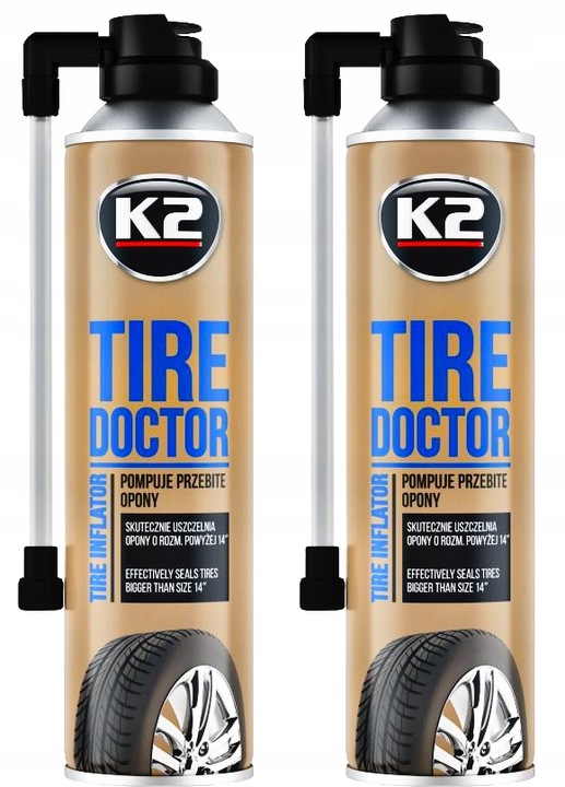 2X K2 TIRE DOCTOR KOŁO ZAPASOWE W SPRAYU 500ML 2 SZT DO OPON USZCZELNIACZ