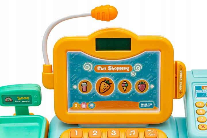 Sklepowa Kasa Fiskalna dla Dzieci ZABAWA w SKLEP Koszyk Waga Czytnik Monety