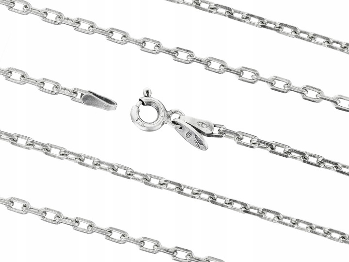 Długi Srebrny Oksydowany Gruby Łańcuszek Ankier 2mm Diamentowany Srebro 60