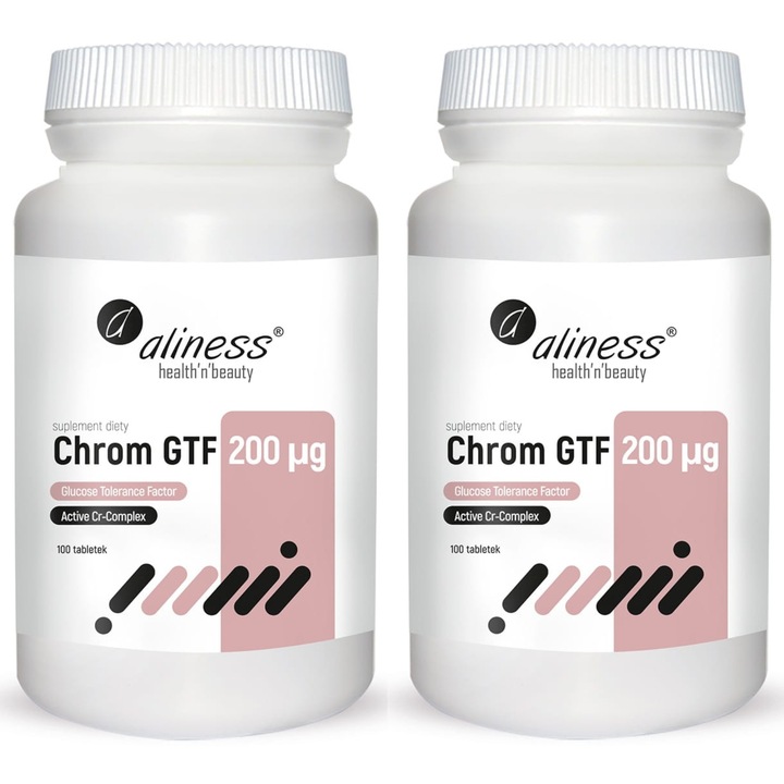 2x Aliness CHROM GTF 200 mcg 100 tabletek Odchudzanie Apetyt Poziom Cukru